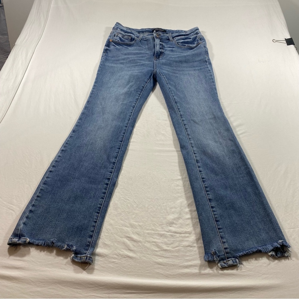 Judy Blue Flare Wide Leg Blue Jeans with Distressed Hem women 13-31 Boho - Picture 10 of 10